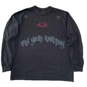 Travis Scott Long‎ Sleeve Shirt L Black 4x4 Fix Your Energy NEW *missing print